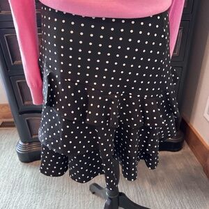 Ralph Lauren Polka Dot Skirt with Ruffles Black 6P EUC